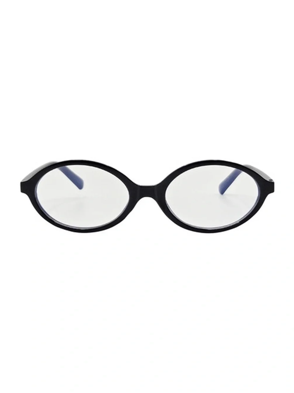 Slim Oval Black Frame Blue Light Lens Sunglasses - 100% UV Protection